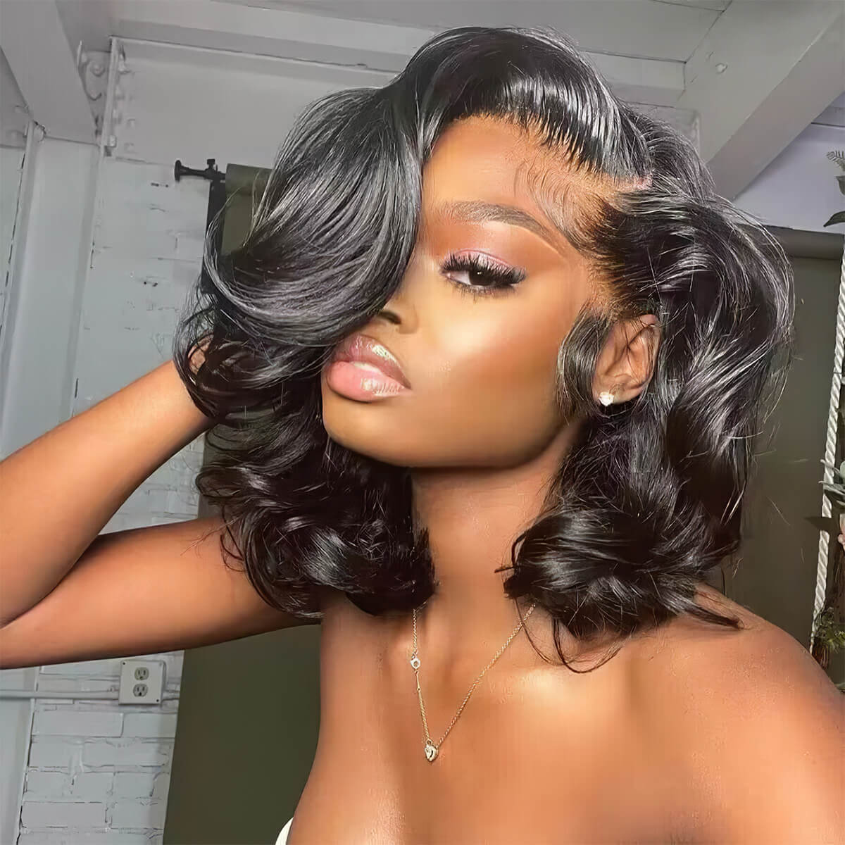 12" = $89 Short Bob Wig Loose Body Wave Pre Plucked HD Lace Human Hair Wig Beginner Friendly Glueless
