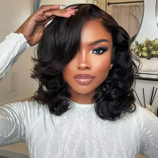 12" = $89 Short Bob Wig Loose Body Wave Pre Plucked HD Lace Human Hair Wig Beginner Friendly Glueless