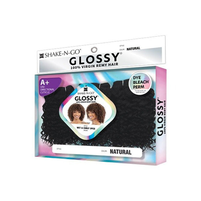 Shake N Go Glossy 100% Virgin Remy Hair Weaves - WET & CURLY 3PCS