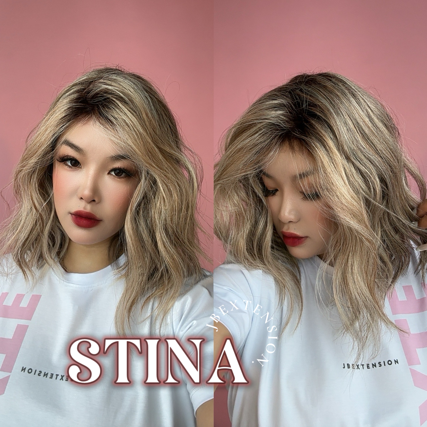 JBEXTENSION 14 Inches Wave Ash Caramel Blonde Women Fashion Full Machine Wig STINA【PLUS PERMATEASE】【BENDY EAR TABS】