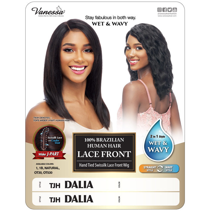 Vanessa 100% Brazilian Human Hair Swissilk Lace Front Wet & Wavy Wig - TJH DALIA
