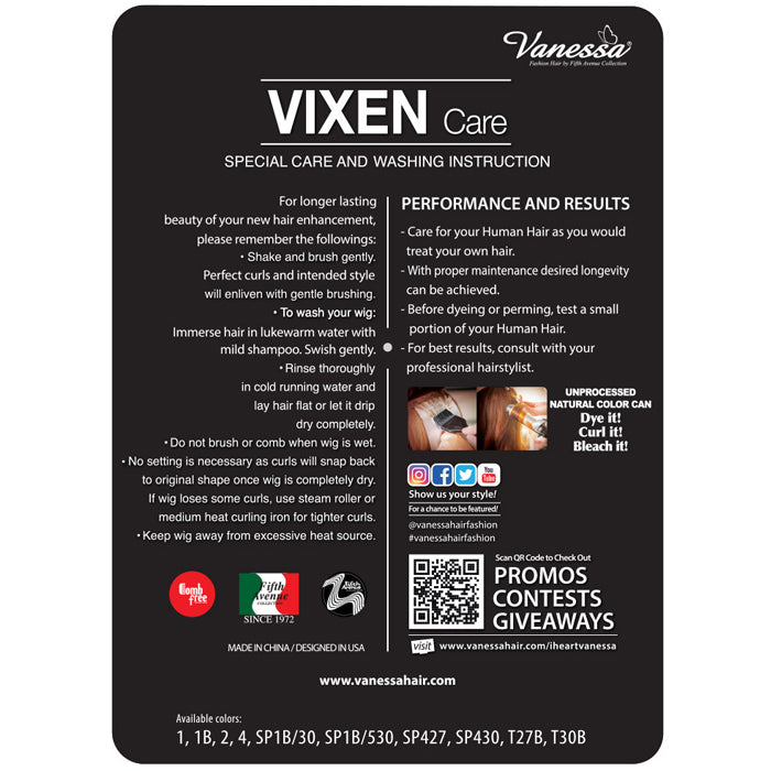 Vanessa Vixen 100% Human Hair Full Wig - HJH DALAN