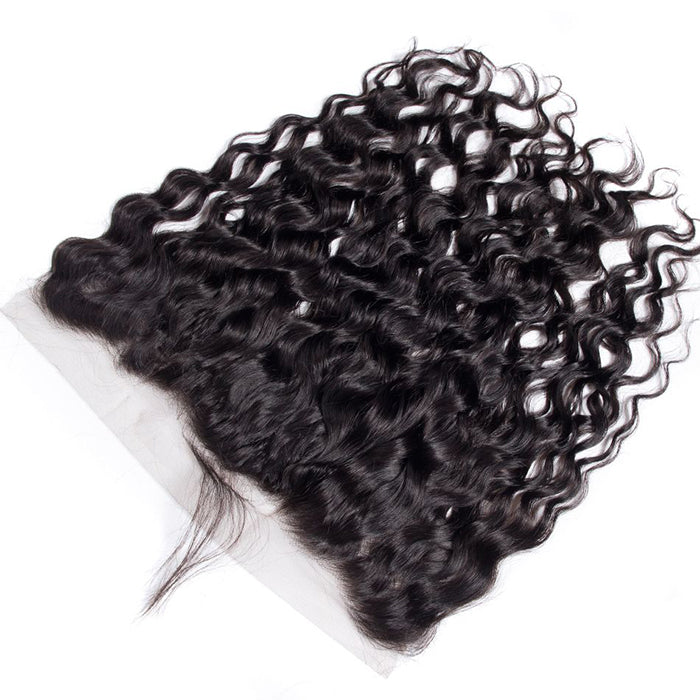 Malaysian Water Wave 4 Bundles With 13X4 Ear To Ear Lace Frontal Natural Color