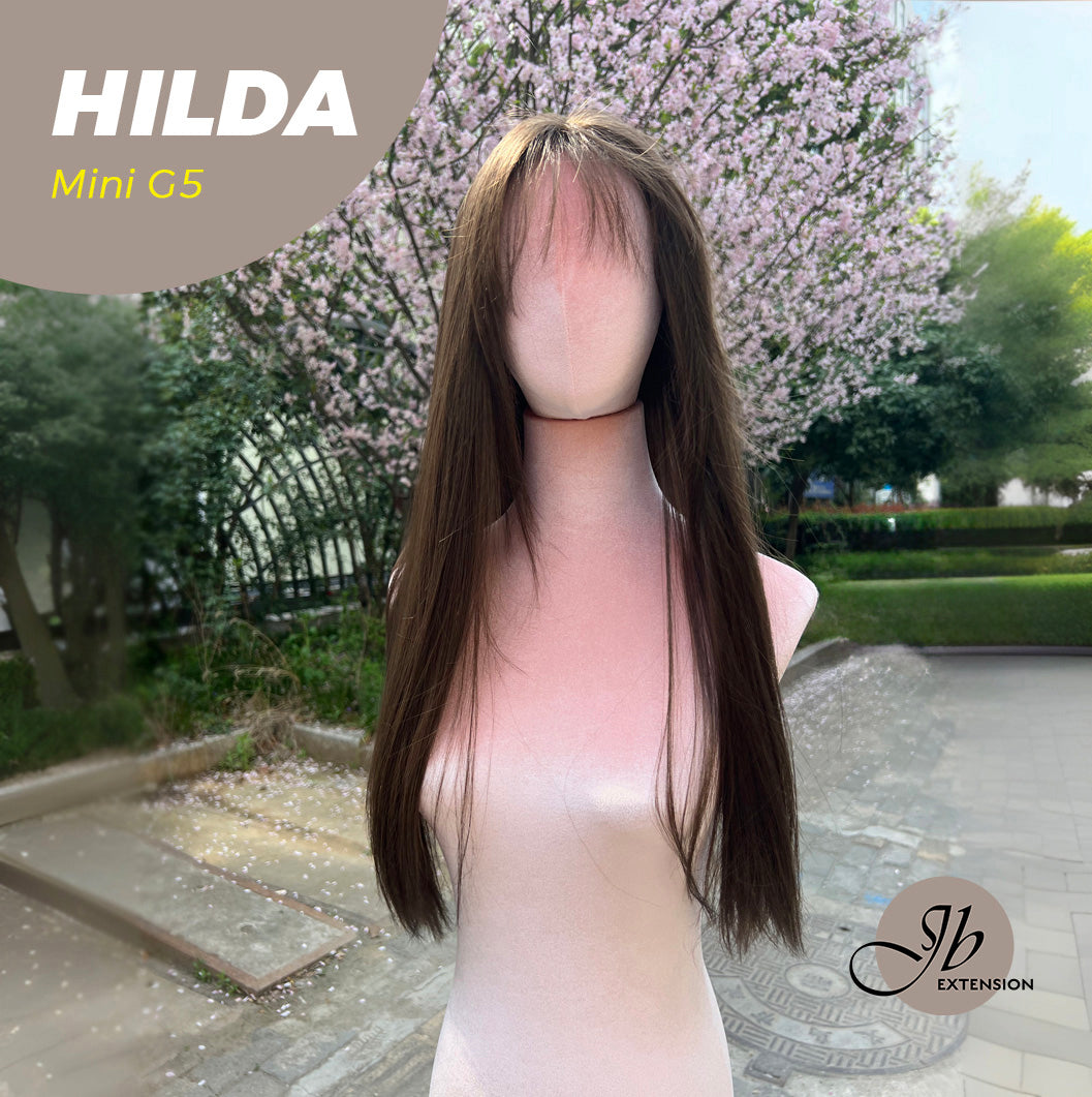JBEXTENSION Mini G5 28 Inches Long Cold Brown Straight Wig With Bangs HILDA