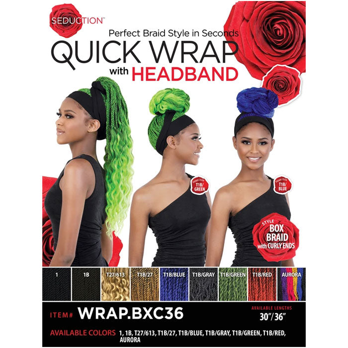 Seduction Quick Wrap with Headband Wig - BOX BRAID with CURLY ENDS 30", 36"